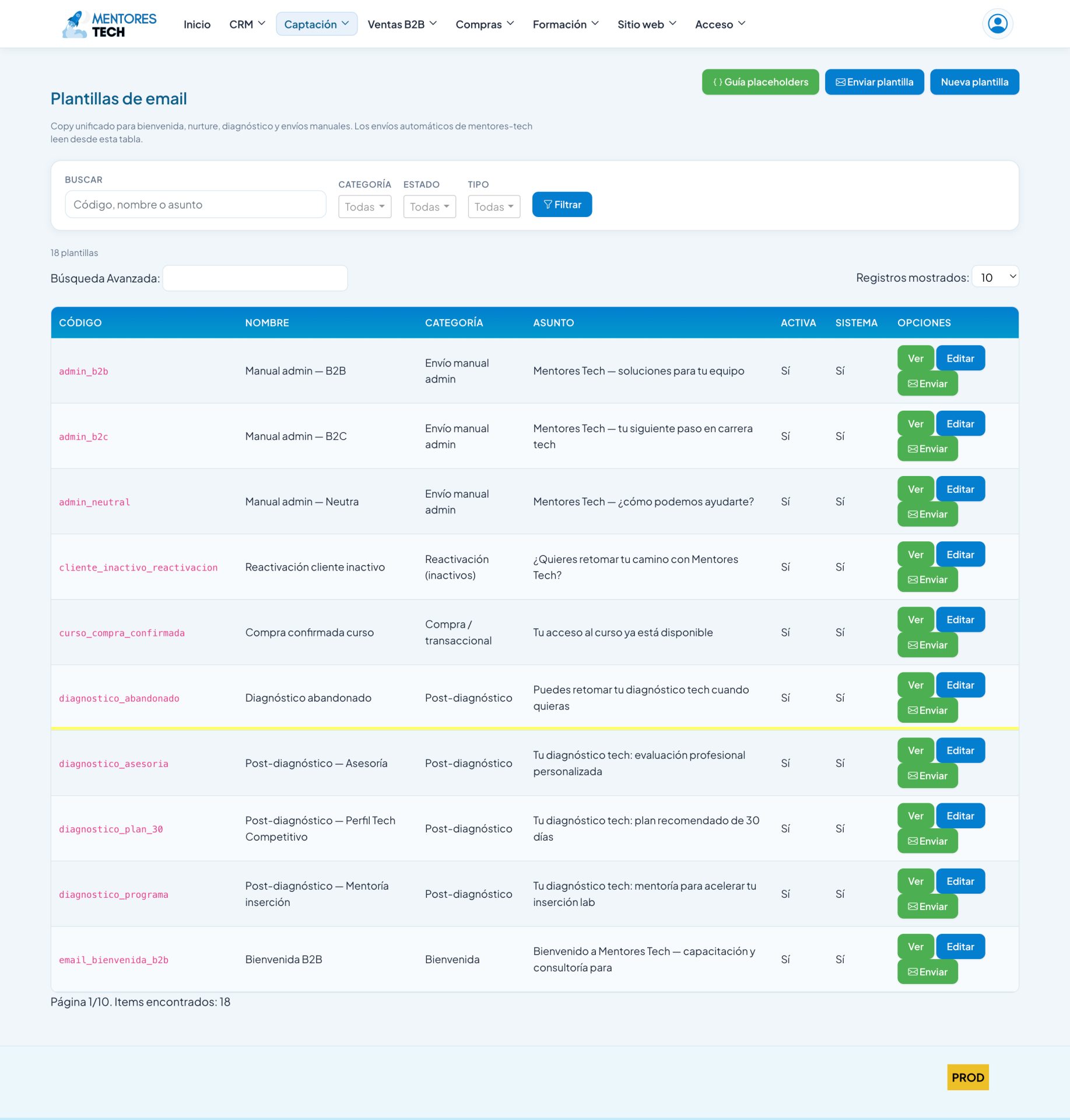 Internal CRMs screenshot