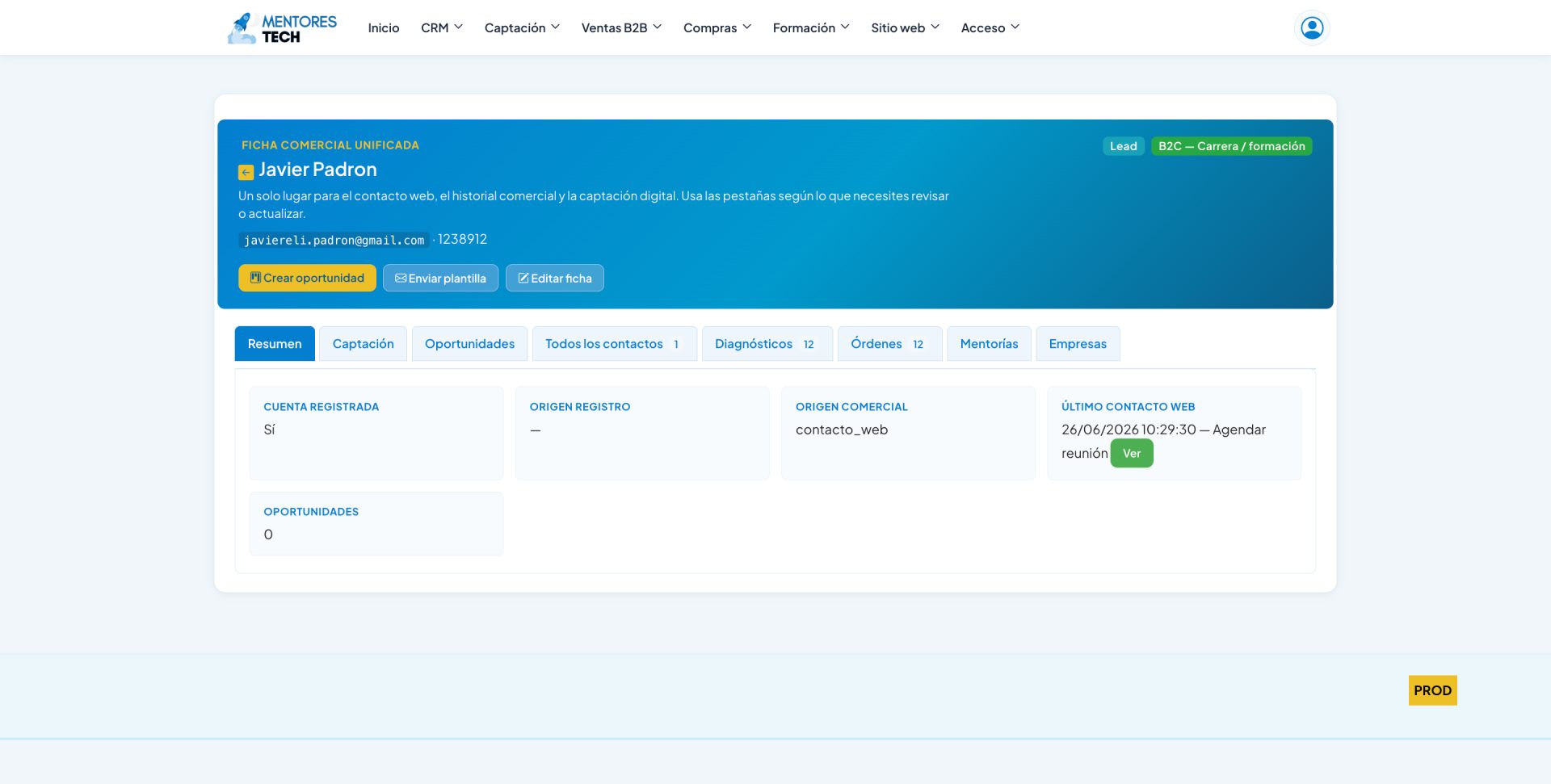 Internal CRMs screenshot